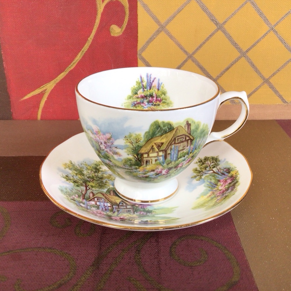 Royal Vale Cottage Scene Teacup And Saucer